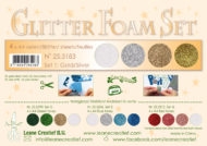  Leane Creatief Glitter foam nr 1, 4xA4  Guld og sølv Assorterede farver